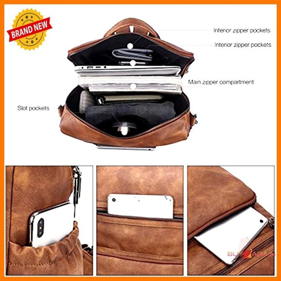 Large Leather Backpack Purse with Tassel, Convertible Shoulder Bag for Travel main image 6